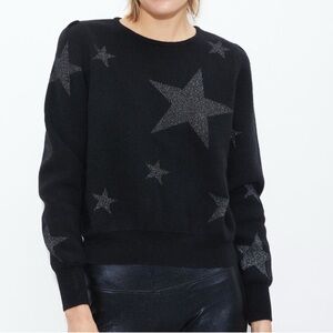 Generation Love Star Pattern Cashmere Sweater Crew Neck Black Metallic Small